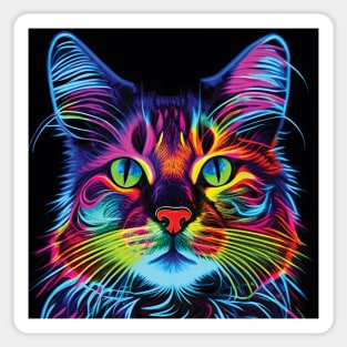 Cat in Neon Pinks, Blues and Yellows Sticker